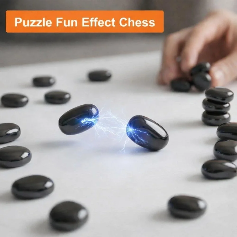 Magnetic Chess Game‎ Intelligence Strategy Set with Magnetic Stones and Bag 9+